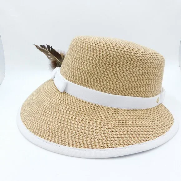 Eric Javits Squishee Raffia Ribbon Cap | White Brim | Customized | EUC - Picture 3 of 13
